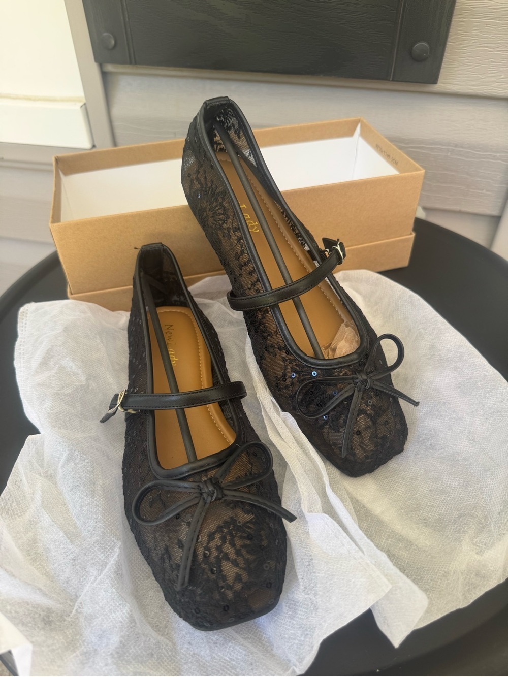 Newlady Ballet Flats Women's Mesh Mary Jane Black NWT Size 8 - Picture 1 of 8